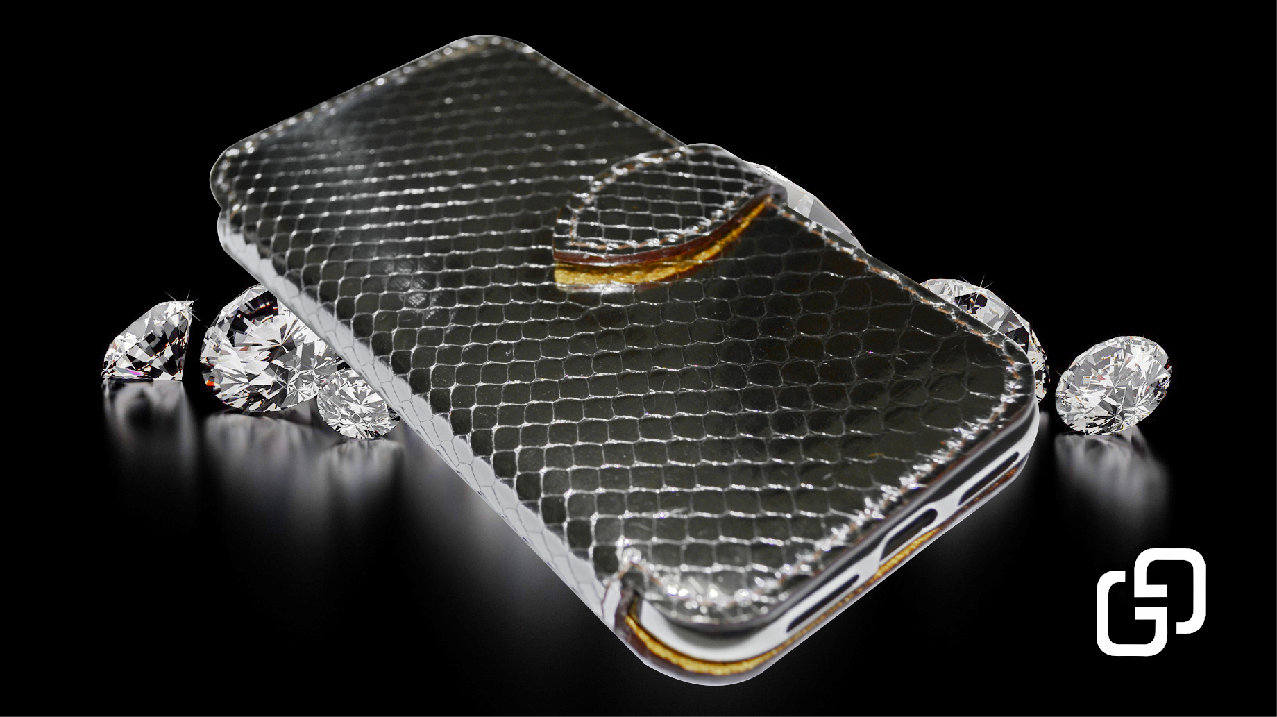 Case (чехол) GG® Для iPhone Xs/11/12 Pro Silver Piton) 2020 натуральная кожа питона